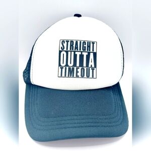 Youth "Straight Outta Timeout" Mesh‎ Snapback Black White Trucker Hat